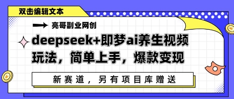 deepseek 即梦ai中医养生视频游戏玩法，简易入门，爆品转现-中创网_专注互联网创业,项目资源整合