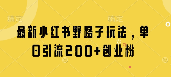 全新小红书的歪门邪道游戏玩法，单日引流方法200 自主创业粉-中创网_专注互联网创业,项目资源整合
