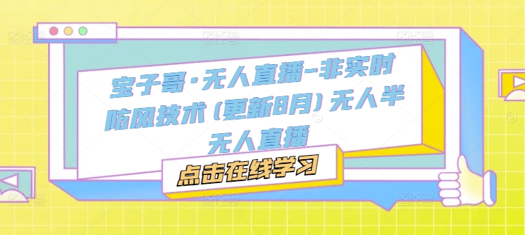 宝子哥·无人直播-非实时防风技术(更新25年5月)无人半无人直播-中创网_专注互联网创业,项目资源整合