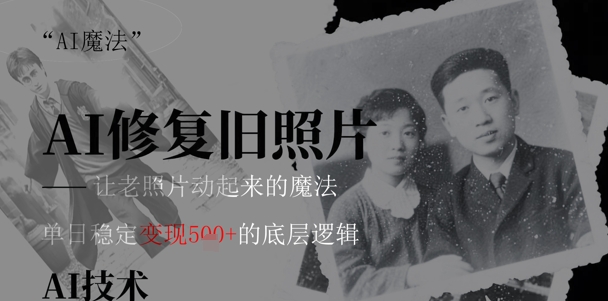 AI 魔法：让泛黄旧照变成朋友圈爆款视频，私域转化率提升50%，单日变现5张-中创网_专注互联网创业,项目资源整合