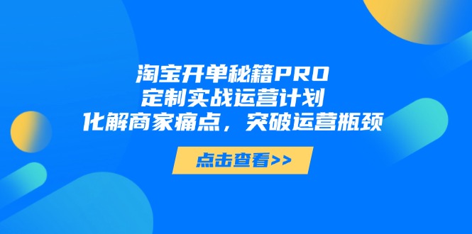 （14642期）淘宝开单秘笈PRO，订制实战演练运营方案，解决商户困扰，提升经营短板-中创网_专注互联网创业,项目资源整合
