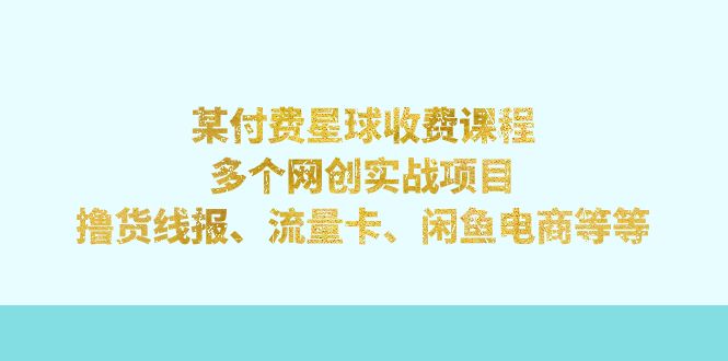 （7199期）某付钱星体课程内容：好几个网创实践项目，撸货线报网、上网卡、闲鱼平台电子商务等-中创网_专注互联网创业,项目资源整合