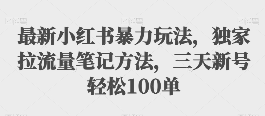 全新小红书的暴力行为游戏玩法，独家代理拉总流量笔记方法，三天小号轻轻松松100单【揭密】-中创网_专注互联网创业,项目资源整合