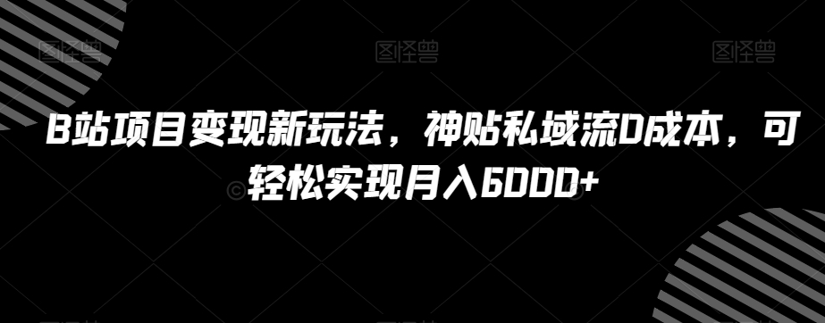 B站项目变现新玩法，神贴私域流0成本，可轻松实现月入6000+【揭秘】-皓哥创业笔记