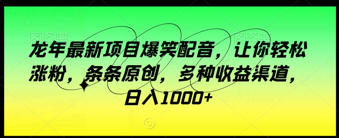 龙年最新项目爆笑配音，让你轻松涨粉，条条原创，多种收益渠道，日入1000+【揭秘】-中创网_专注互联网创业,项目资源整合