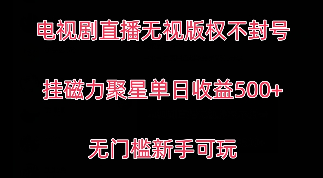 电视剧直播无视版权不封号，挂磁力聚星单日收益500+,无门槛新手可玩-中创网_专注互联网创业,项目资源整合