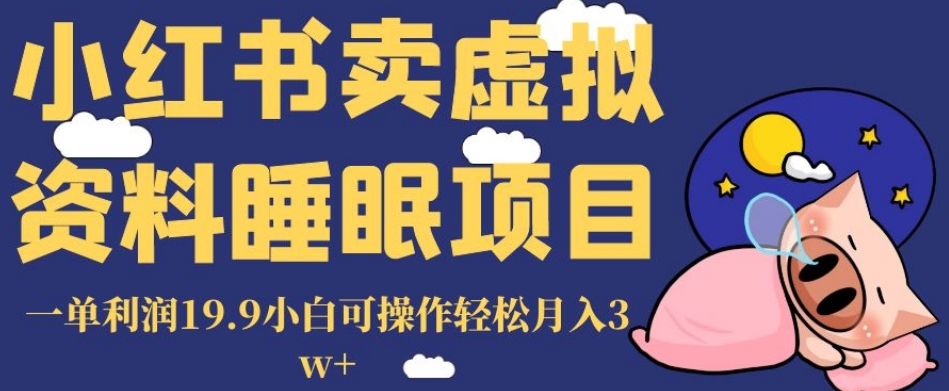 小红书卖虚拟资料睡眠项目，一单利润19.9小白可操作轻松月入3w+【揭秘】-中创网_专注互联网创业,项目资源整合