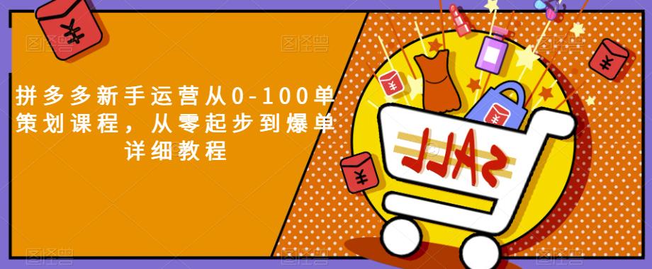 拼多多新手运营从0-100单设计方案教学内容，从零起步到推出爆款详细入门教程-中创网_专注互联网创业,项目资源整合