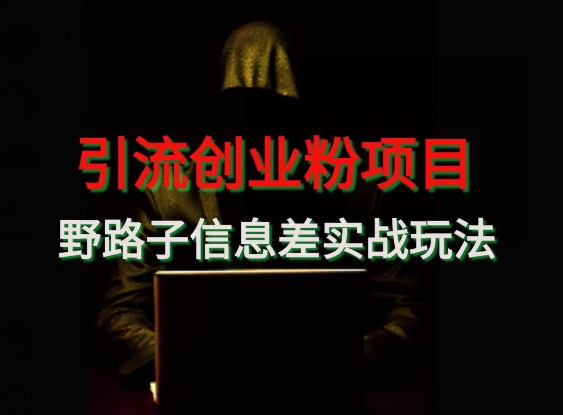 【引流创业粉】野路子信息差玩法实战教学-中创网_专注互联网创业,项目资源整合