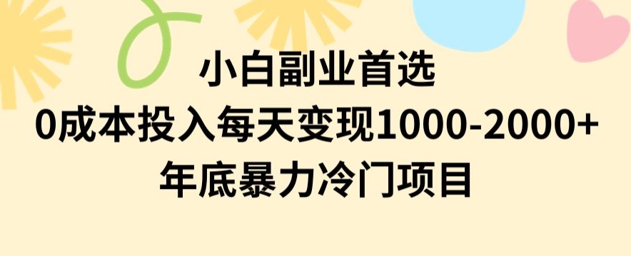 小白副业首选，0成本投入，每天变现1000-2000年底暴力冷门项目【揭秘】-中创网_专注互联网创业,项目资源整合