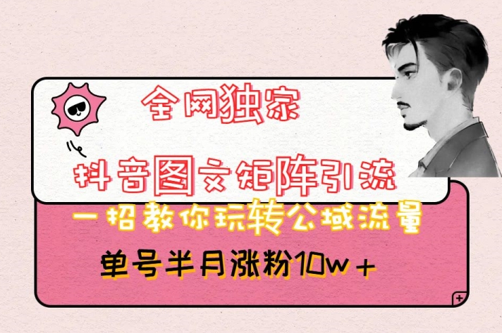 全网独家抖音图文矩阵引流，一招教你玩转公域流量，单号半月涨粉10w+【揭秘】-中创网_专注互联网创业,项目资源整合