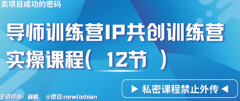 导师训练营3.0IP共创训练营私密实操课程（12节）-卖项目的密码成功秘诀【揭秘】-中创网_专注互联网创业,项目资源整合