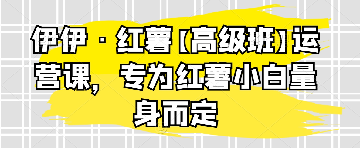 伊伊·红薯【高级班】运营课，专为红薯小白量身而定-中创网_专注互联网创业,项目资源整合