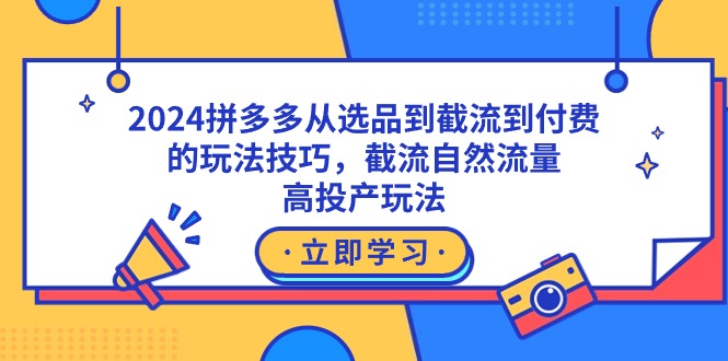 （9037期）2024拼多多从选品到截流到付费的玩法技巧，截流自然流量玩法，高投产玩法-中创网_专注互联网创业,项目资源整合