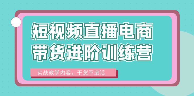 短视频直播电商带货进阶训练营：实战教学内容，干货不废话！-中创网_专注互联网创业,项目资源整合