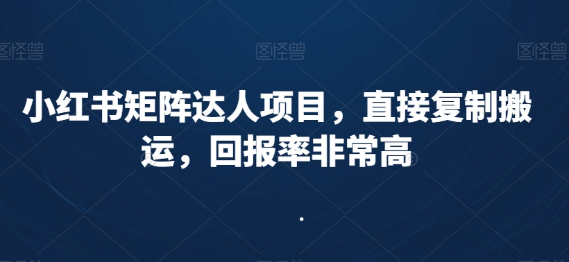 小红书矩阵达人项目，直接复制搬运，回报率非常高-中创网_专注互联网创业,项目资源整合