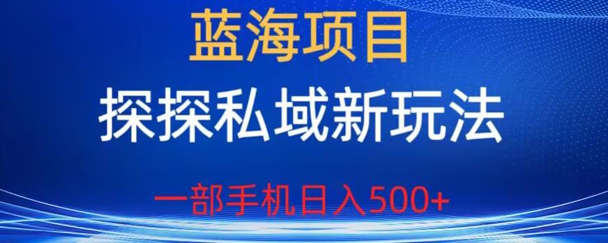 蓝海项目，探探私域新玩法，一部手机日入500+很轻松【揭秘】-中创网_专注互联网创业,项目资源整合