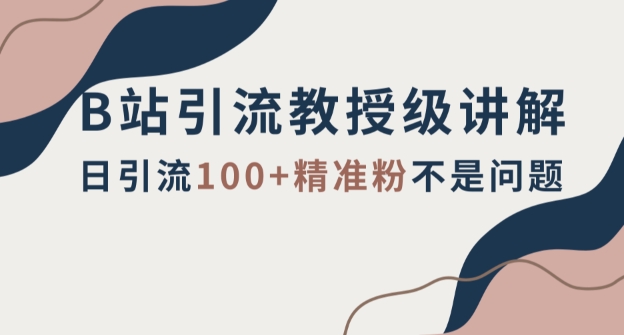 B站引流方法高级讲师解读，小细节满满的，日引流方法100 精准粉不是事【揭密】-暖阳网-优质付费教程和创业项目大全-中创网_专注互联网创业,项目资源整合