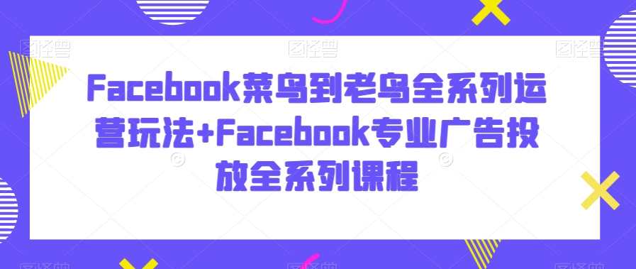 Facebook菜鸟到老鸟全系列运营玩法+Facebook专业广告投放全系列课程-中创网_专注互联网创业,项目资源整合
