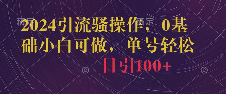 2024引流骚操作，0基础小白可做，单号轻松日引100+-中创网_专注互联网创业,项目资源整合