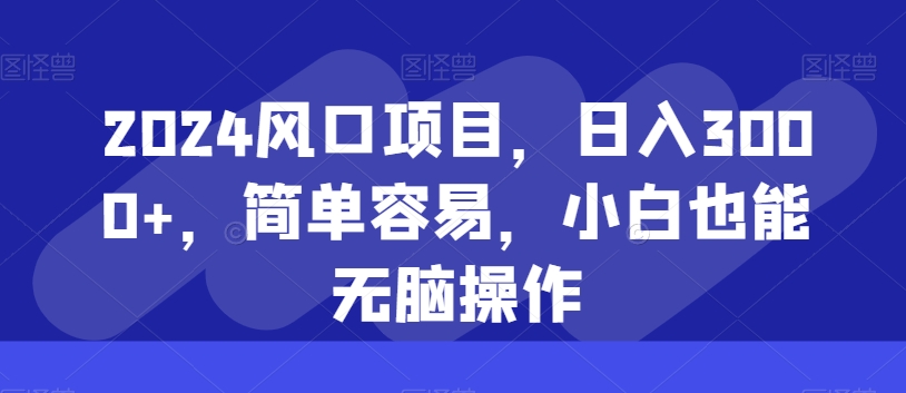 2024风口项目，日入3000+，简单容易，小白也能无脑操作-中创网_专注互联网创业,项目资源整合