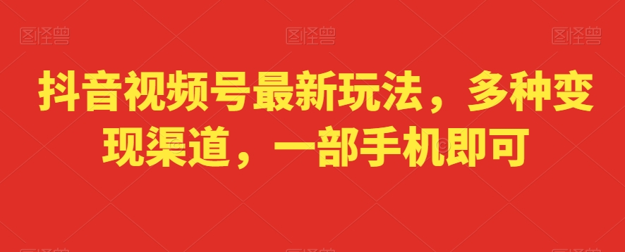 抖音视频号最新玩法，多种变现渠道，一部手机即可-中创网_专注互联网创业,项目资源整合
