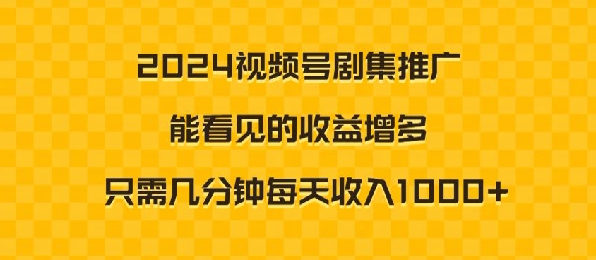 2024视频号剧集推广，能看见的收益增多，只需几分钟每天收入1000+-中创网_专注互联网创业,项目资源整合