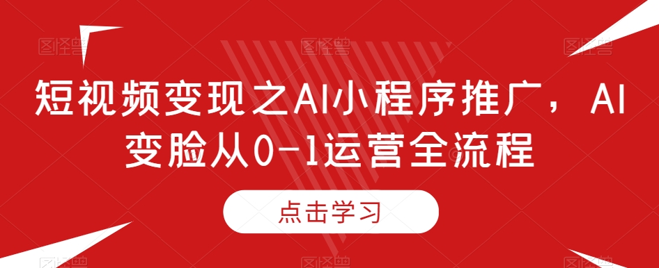 短视频变现之AI小程序推广，AI变脸从0-1运营全流程-皓哥创业笔记