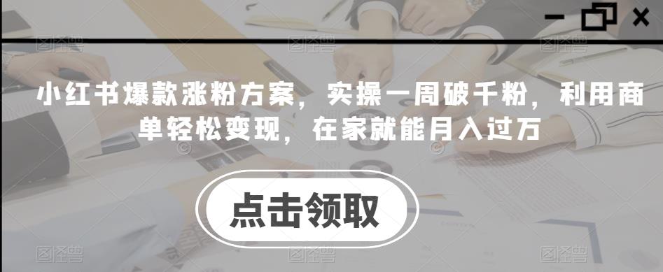 小红书爆款吸粉方案，操作过程一周破千粉，应用商单轻松变现，在家就能月入过万-中创网_专注互联网创业,项目资源整合