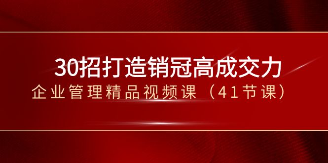 （8477期）30招-打造出销售冠军高成交力-企业经营管理在线精品视频课（41堂课）-中创网_专注互联网创业,项目资源整合