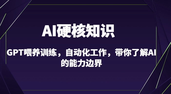 AI硬核知识-GPT喂养训练，自动化工作，带你了解AI的能力边界（10节课）-中创网_专注互联网创业,项目资源整合