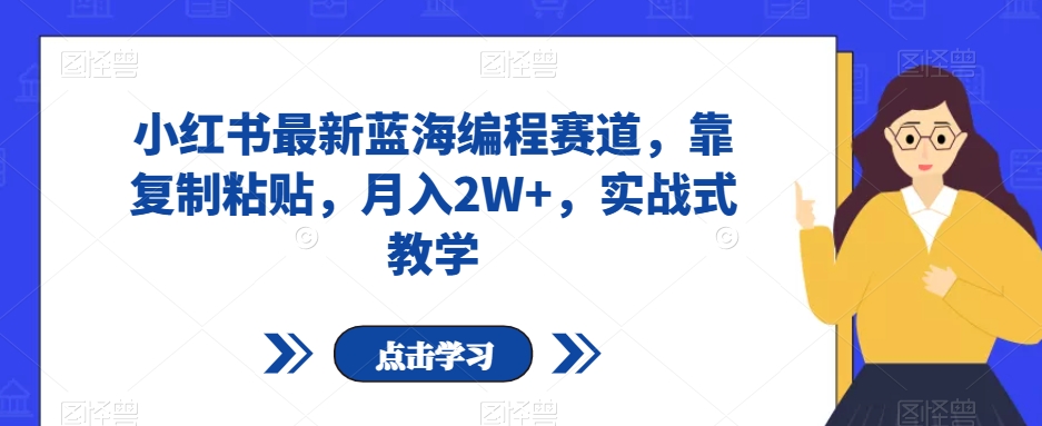 小红书的全新瀚海程序编写跑道，靠拷贝，月入2W ，实战演练教学模式【揭密】-暖阳网-优质付费教程和创业项目大全-中创网_专注互联网创业,项目资源整合