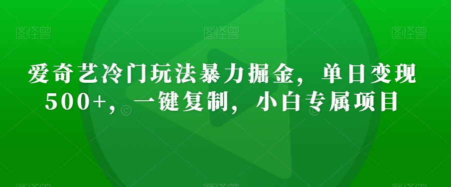 爱奇艺冷门玩法暴力掘金，单日变现500+，一键复制，小白专属项目-中创网_专注互联网创业,项目资源整合