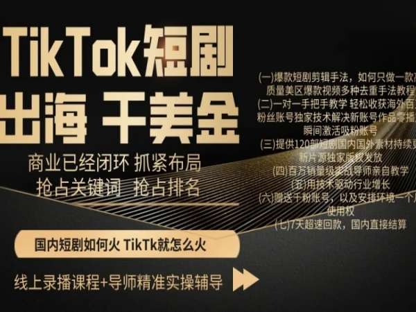 TikTok短剧出海干美金，商业已经闭环抓紧布局，抢占关键词抢占排名-中创网_专注互联网创业,项目资源整合