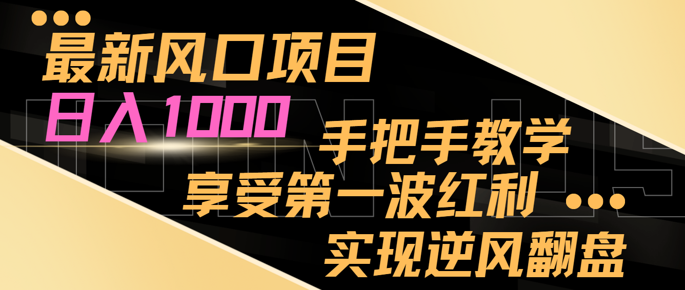 全新蓝海项目，日入1000，一对一教学，享有第一波收益，完成让二追三-中创网_专注互联网创业,项目资源整合