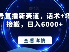 视频号直播新赛道，话术+场景直接搬，日入6000+-中创网_专注互联网创业,项目资源整合