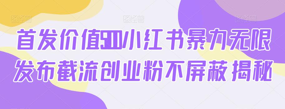 首发价值5100小红书暴力无限发布截流创业粉不屏蔽揭秘-中创网_专注互联网创业,项目资源整合