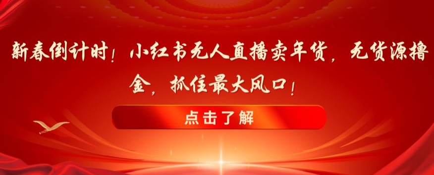 新春倒计时！小红书无人直播卖年货，无货源撸金，抓住最大风口【揭秘】-中创网_专注互联网创业,项目资源整合