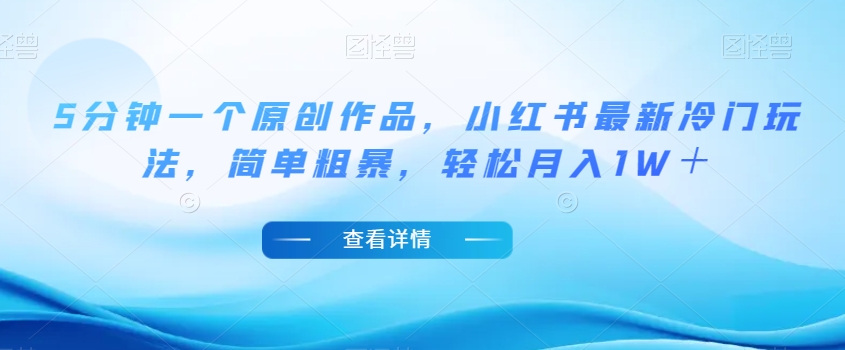 5min一个原创视频，小红书的全新小众游戏玩法，简单直接，轻轻松松月收入1W＋【揭密】-中创网_专注互联网创业,项目资源整合