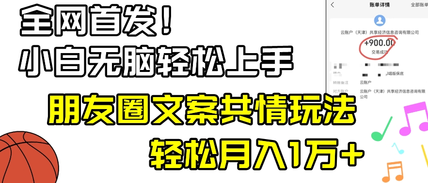 小白轻松无脑上手，朋友圈共情文案玩法，月入1W+