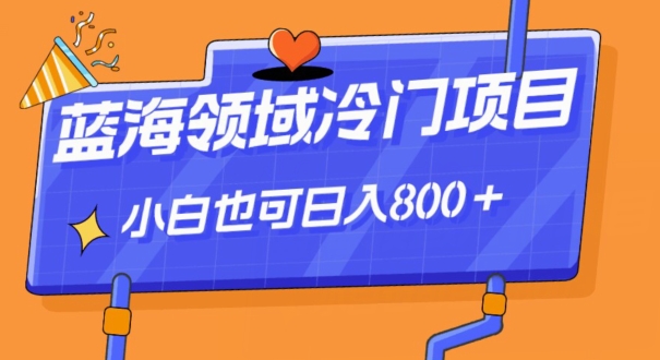 蓝海领域小众跑道，一单39.9，日入800＋-中创网_专注互联网创业,项目资源整合