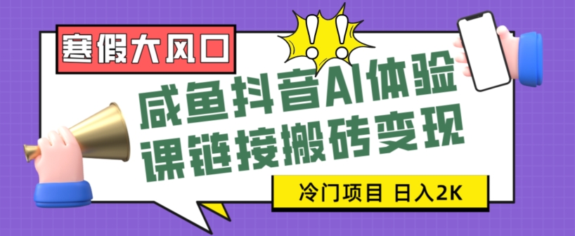 寒假大风口咸鱼抖音AI体验课链接搬砖变现，全网首发冷门项目，小白可日入2K+【揭秘】-中创网_专注互联网创业,项目资源整合