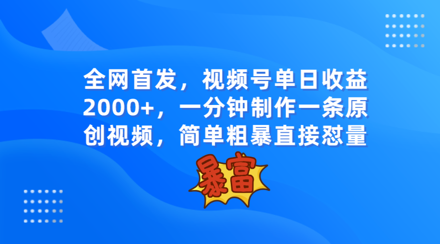 独家首发，微信视频号单日盈利2000 ，一分钟制做一条原创短视频，简单直接-中创网_专注互联网创业,项目资源整合
