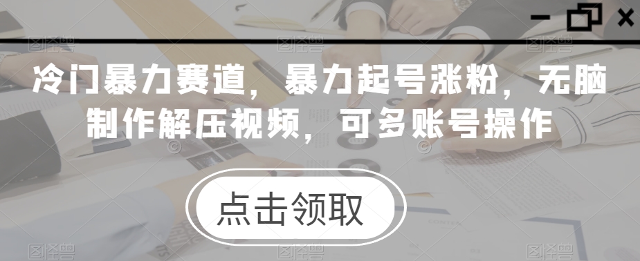 小众暴力行为跑道，暴力行为养号增粉，没脑子制做解压视频，可多账号实际操作-中创网_专注互联网创业,项目资源整合