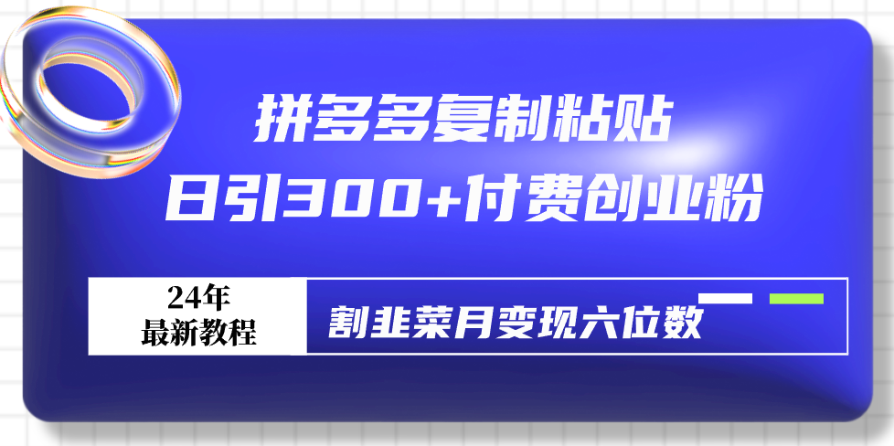 （9129期）拼多多复制黏贴日引300 付钱自主创业粉，当韭菜割月转现六位数全新实例教程！-中创网_专注互联网创业,项目资源整合