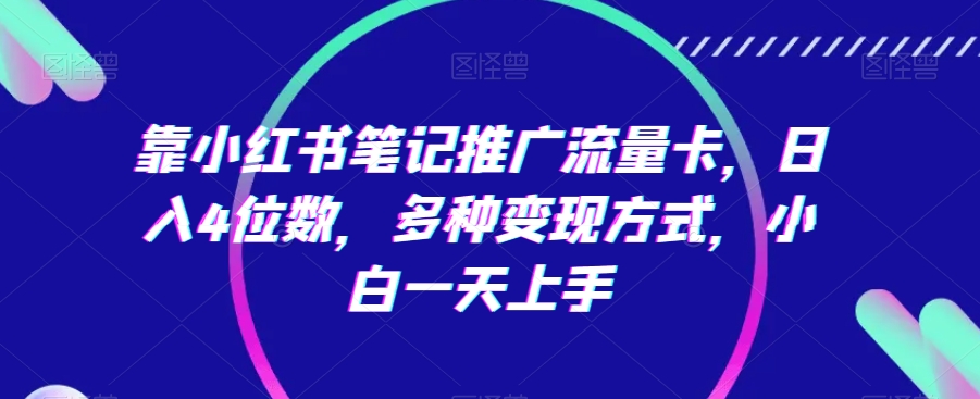 靠小红书笔记推广流量卡，日入4位数，多种变现方式，小白一天上手-中创网_专注互联网创业,项目资源整合