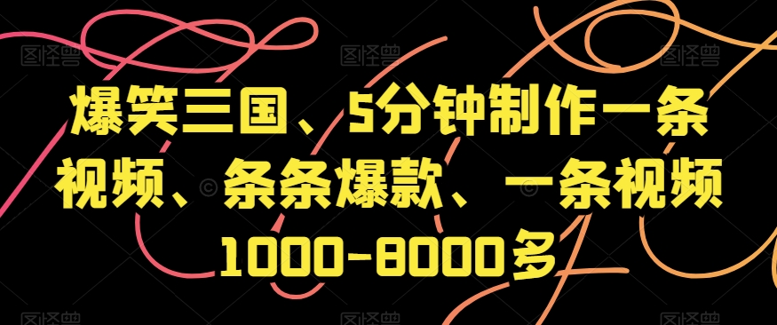 爆笑三国、5分钟制作一条视频、条条爆款、一条视频1000-8000多【揭秘】-中创网_专注互联网创业,项目资源整合