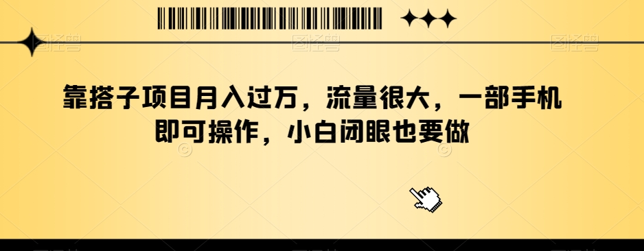 靠搭子项目月入过万，流量很大，一部手机即可操作，小白闭眼也要做-中创网_专注互联网创业,项目资源整合