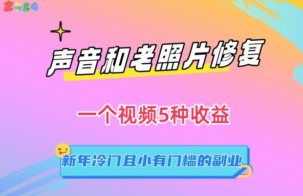 声音和老照片修复，一个视频5种收益，新年冷门且小有门槛的副业【揭秘】-中创网_专注互联网创业,项目资源整合