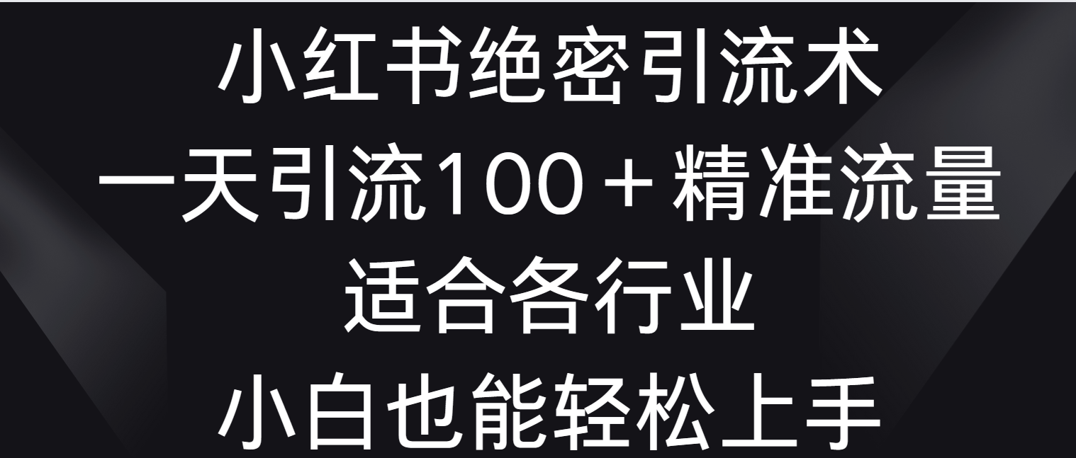 小红书绝密引流术，一天引流100＋精准流量，适合各个行业，小白也能轻松上手-中创网_专注互联网创业,项目资源整合